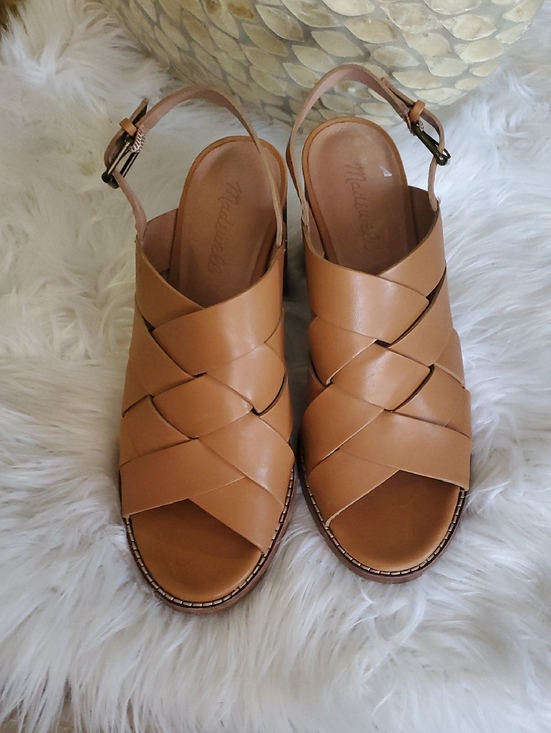 Madewell Shoes - Madewell Camel/Tan Woven Leather Slingback Sandals